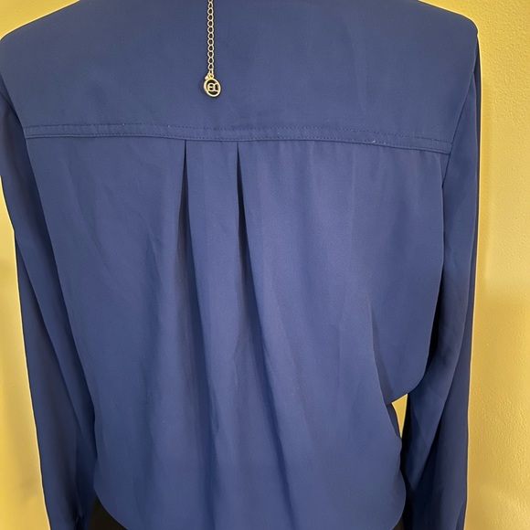 Rose and Olive royal Blue plunge, deep V blouse large - Picture 8 of 10